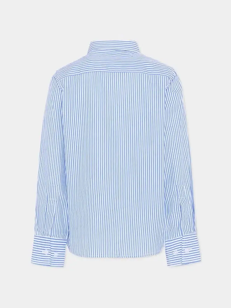 camicia bianca a righe bambino mini logo miniatura 2