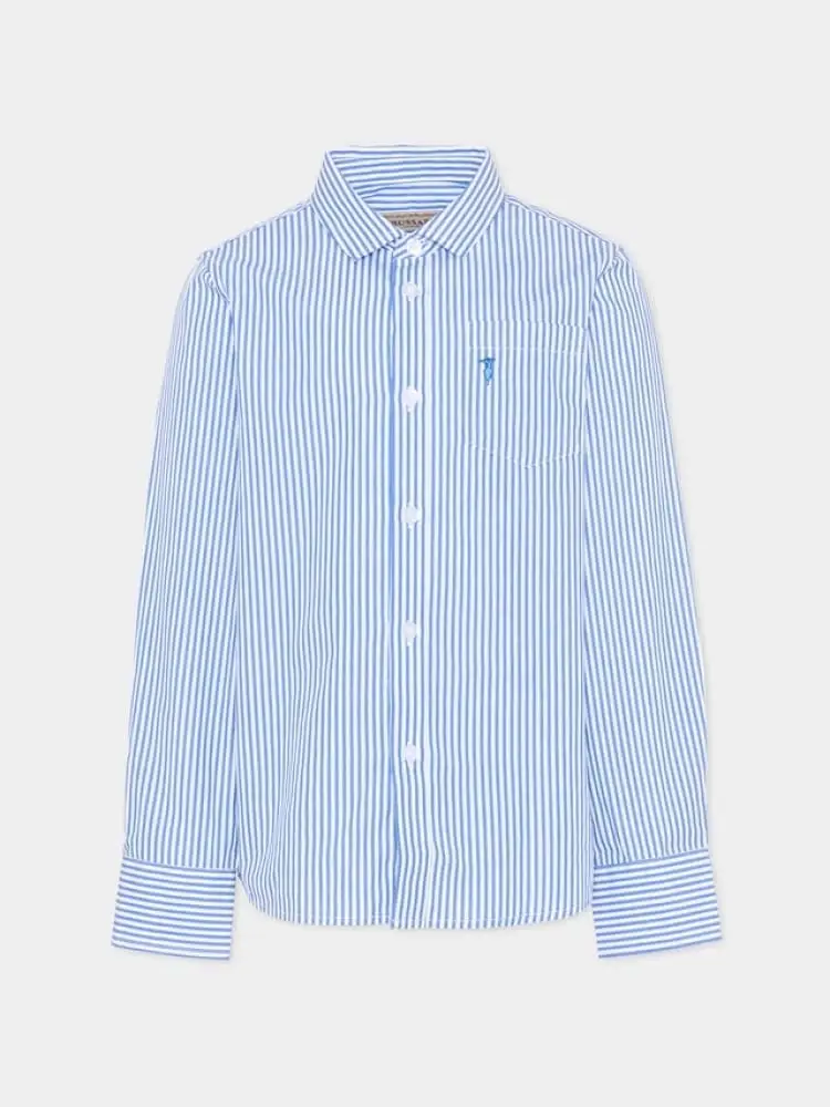 camicia bianca a righe bambino mini logo