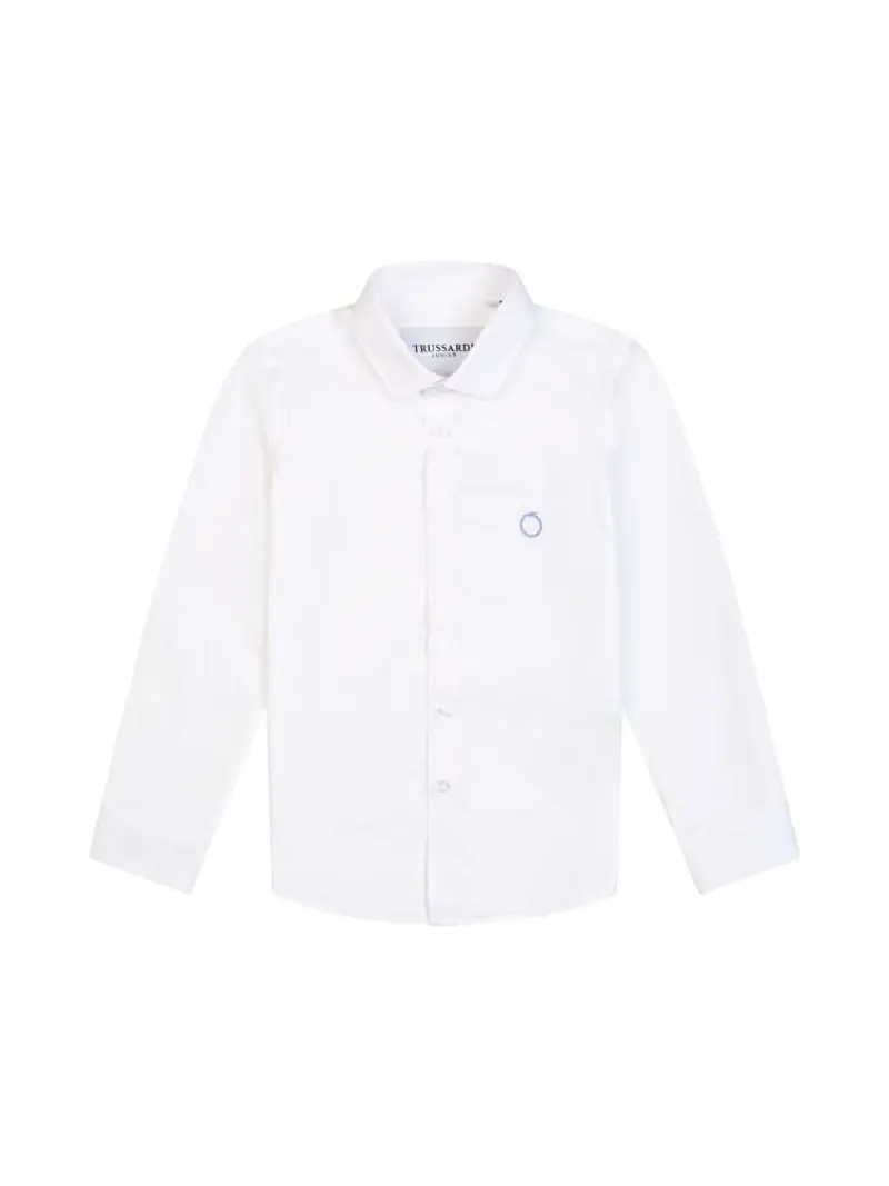 Trussardi camicia bianca bambino in cotone mini logo sul petto