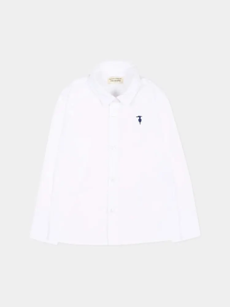 camicia bianca bambino mini logo