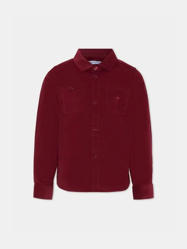 camicia kids/junior bordeaux con logo ricamato