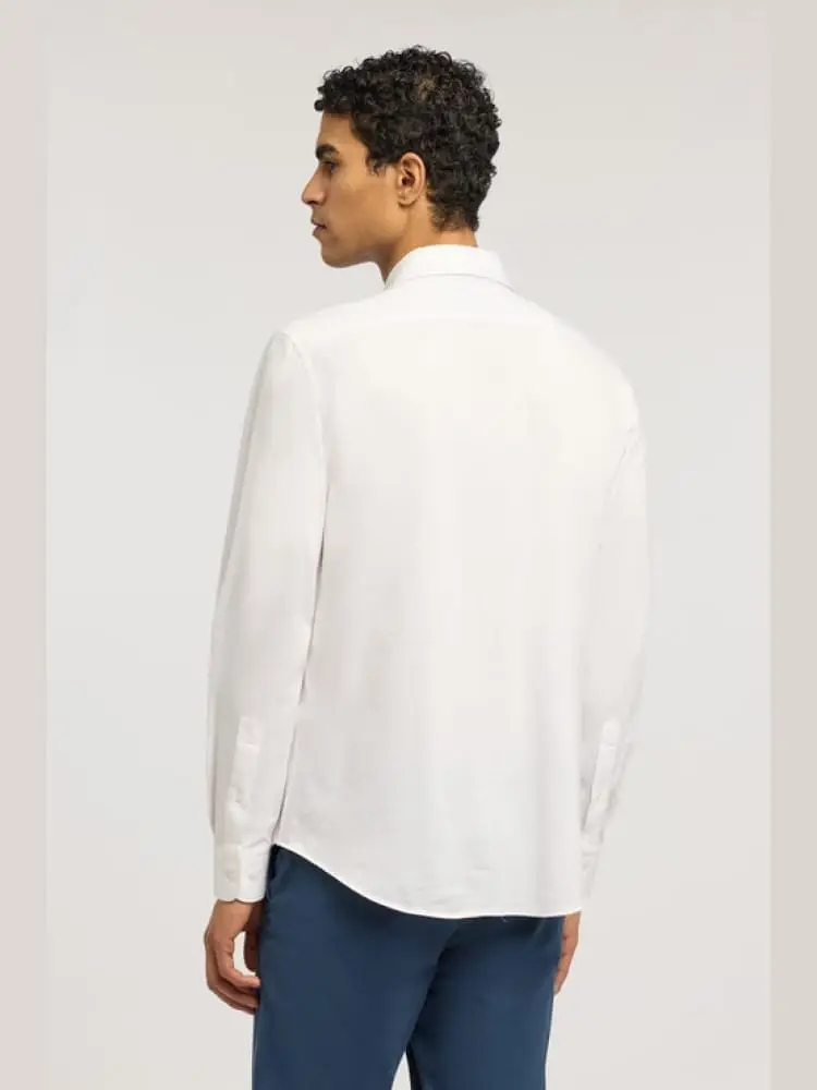 camicia regualr fit in jersey elasticizzato melange bianco miniatura 3