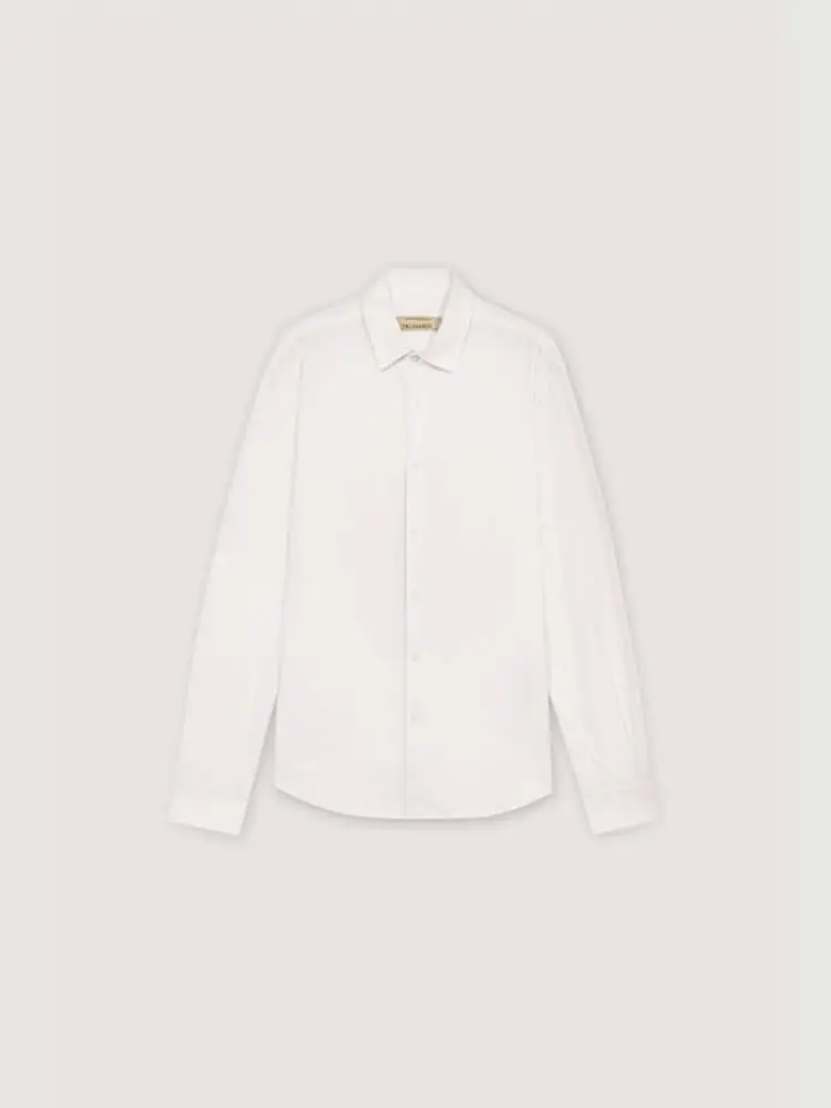 camicia regualr fit in jersey elasticizzato melange bianco