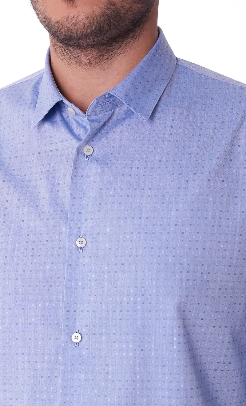 Camicia trussardi a fantasia regular fit, colore celeste miniatura 2