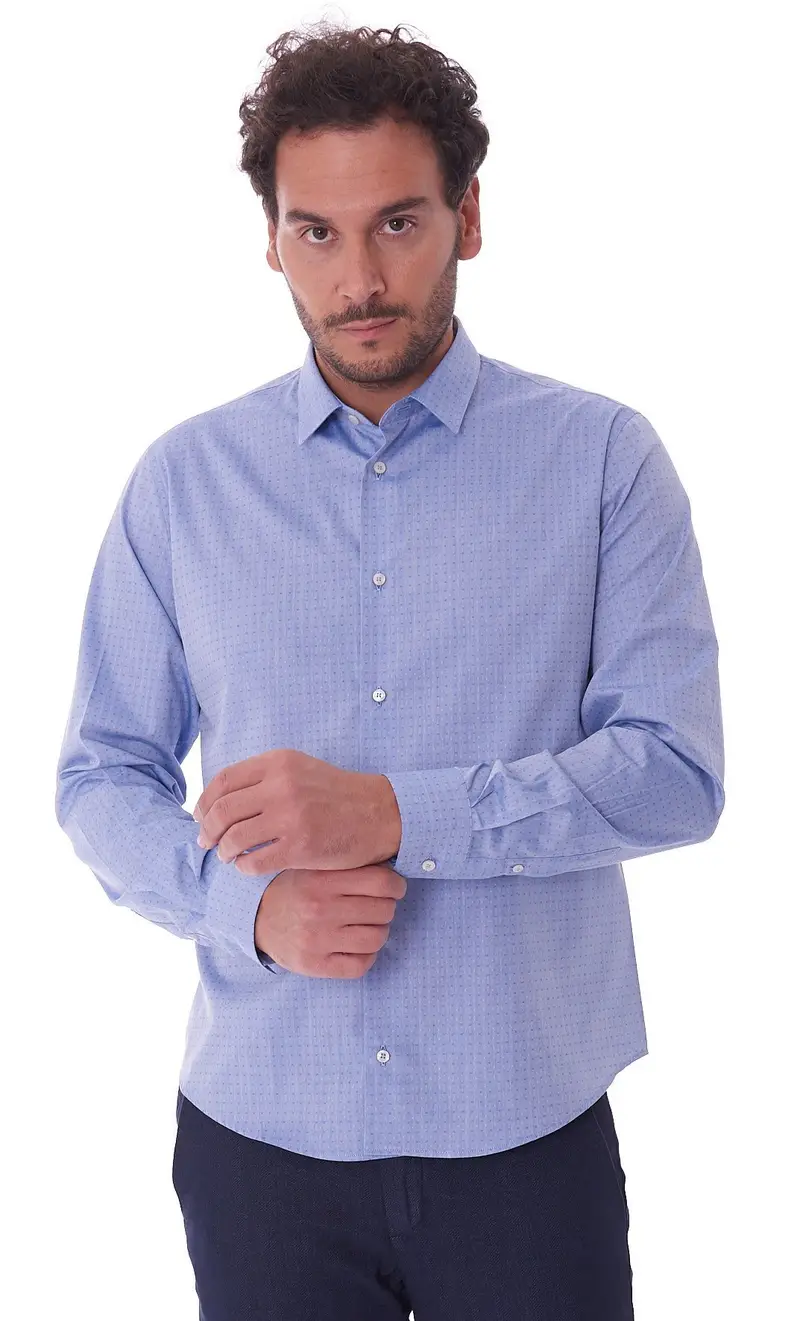 Camicia trussardi a fantasia regular fit, colore celeste