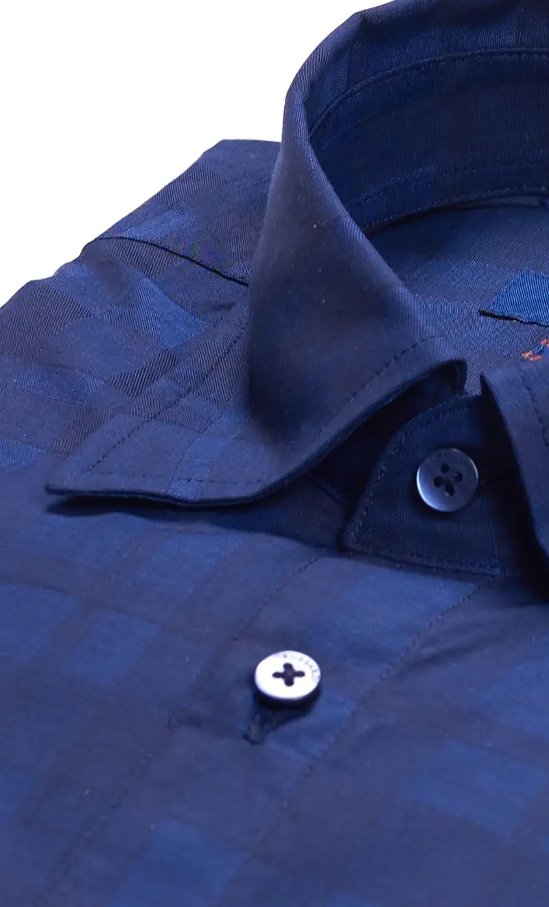 Camicia trussardi jeans a quadri regular fit con taschino, colore blu miniatura 2