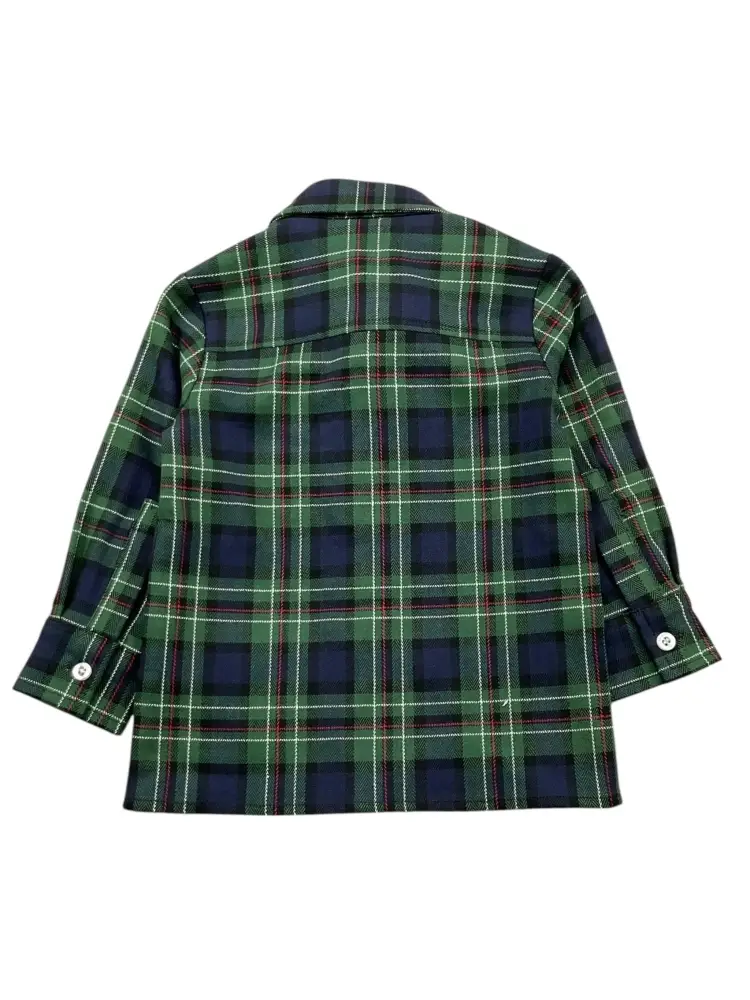 camicia verde neonato fantasia scozzese mini logo sul petto miniatura 2