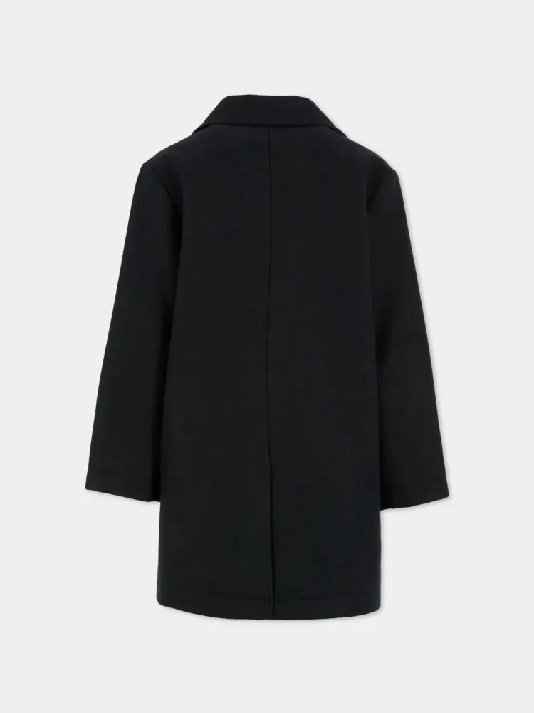 cappotto blu navy bambino in panno mini logo ricamato sul petto miniatura 2