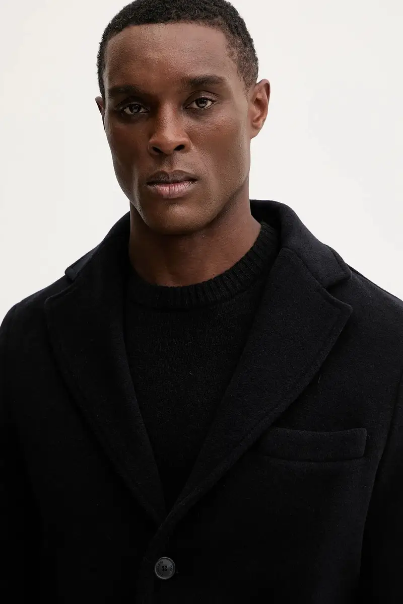 cappotto con lana colore blu navy 8022M000005N miniatura 4