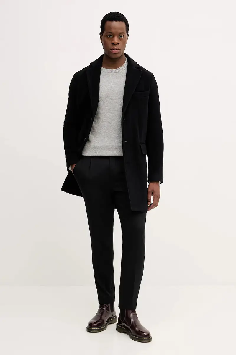 cappotto con lana colore nero 8022M000005N miniatura 2