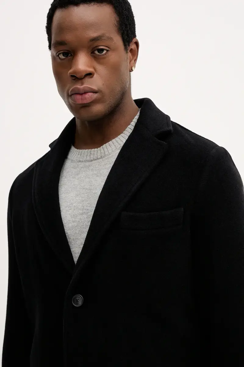 cappotto con lana colore nero 8022M000005N miniatura 4