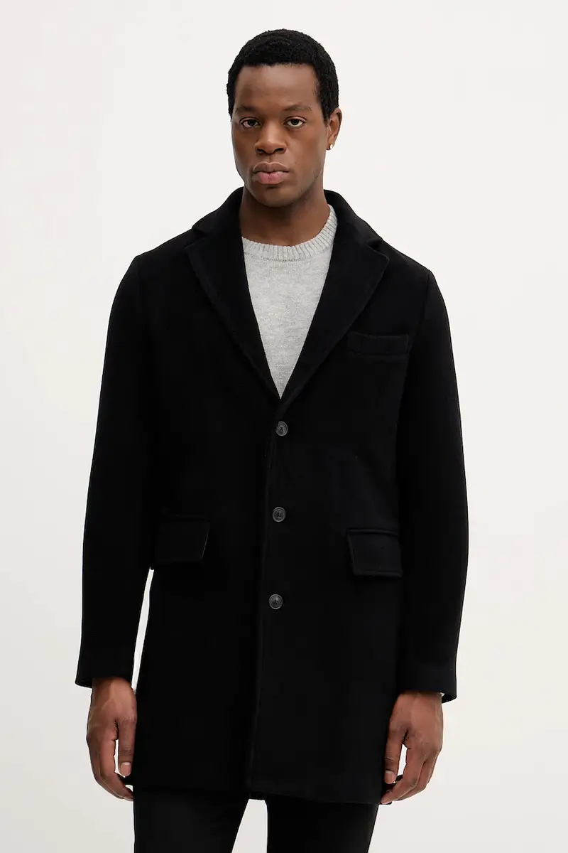 cappotto con lana colore nero 8022M000005N