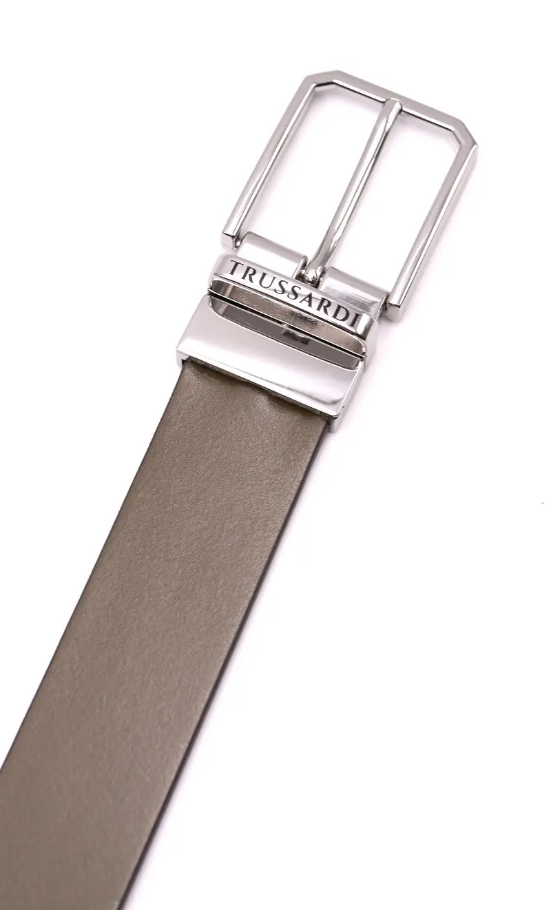 Cintura trussardi in pelle reversibile, colore moro miniatura 2