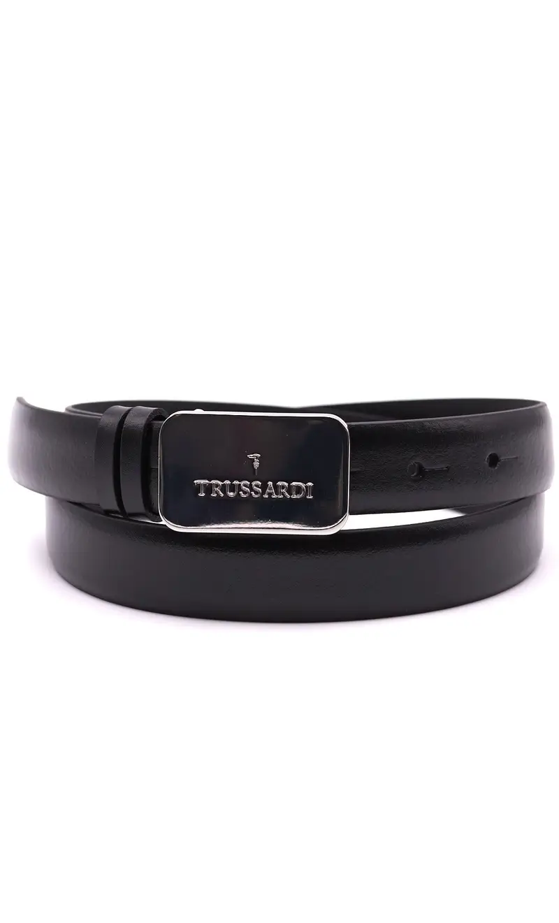 Cintura trussardi sottile con placca, colore nero