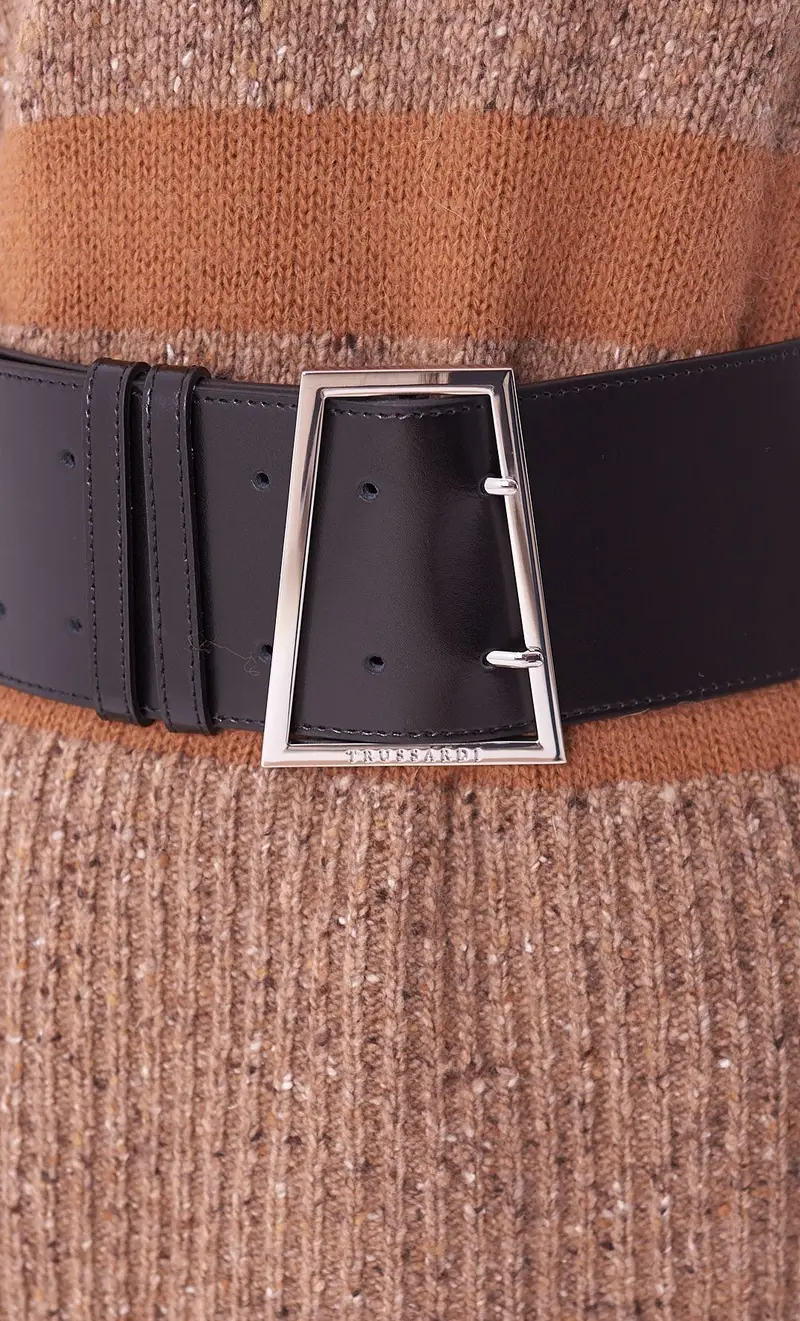 Cinturone trussardi con fibbia squadrata, colore nero miniatura 2