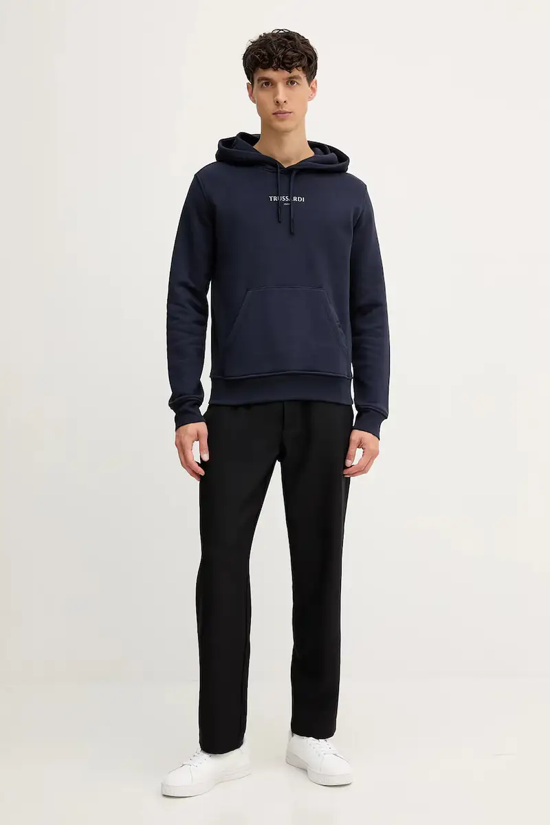 felpa in cotone uomo colore blu navy con cappuccio G8108000056N miniatura 2