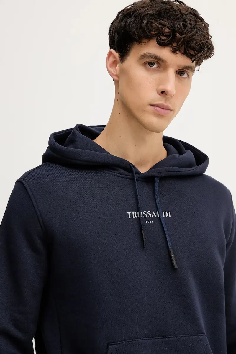 felpa in cotone uomo colore blu navy con cappuccio G8108000056N miniatura 4