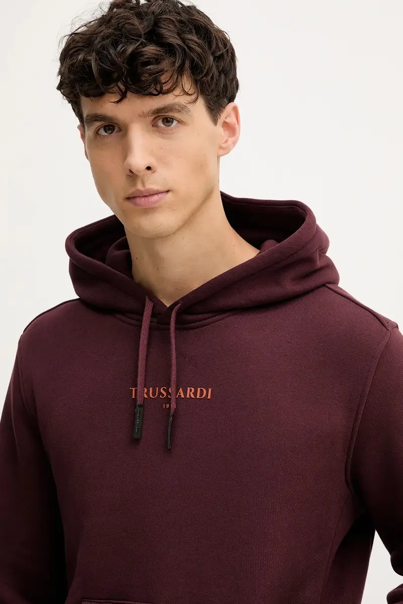 felpa in cotone uomo colore granata con cappuccio G8108000056N miniatura 4