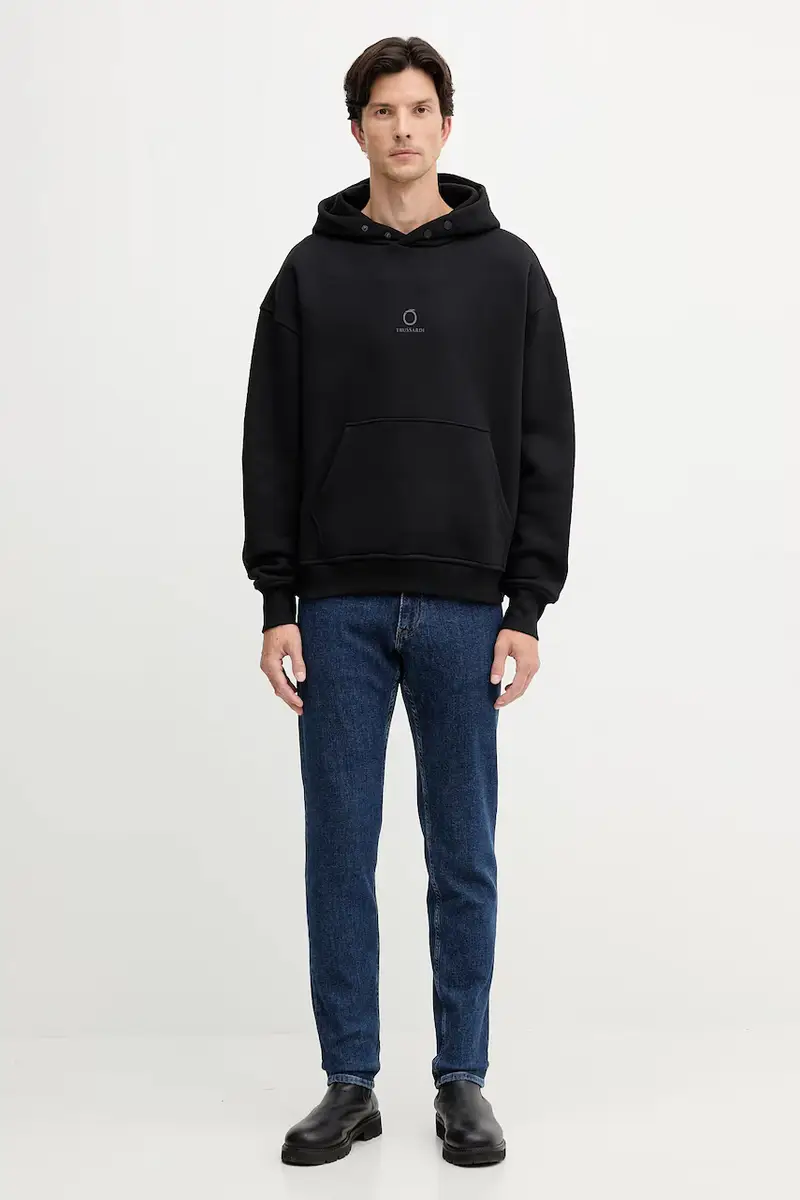 felpa in cotone uomo colore nero con cappuccio G8038000022N miniatura 2