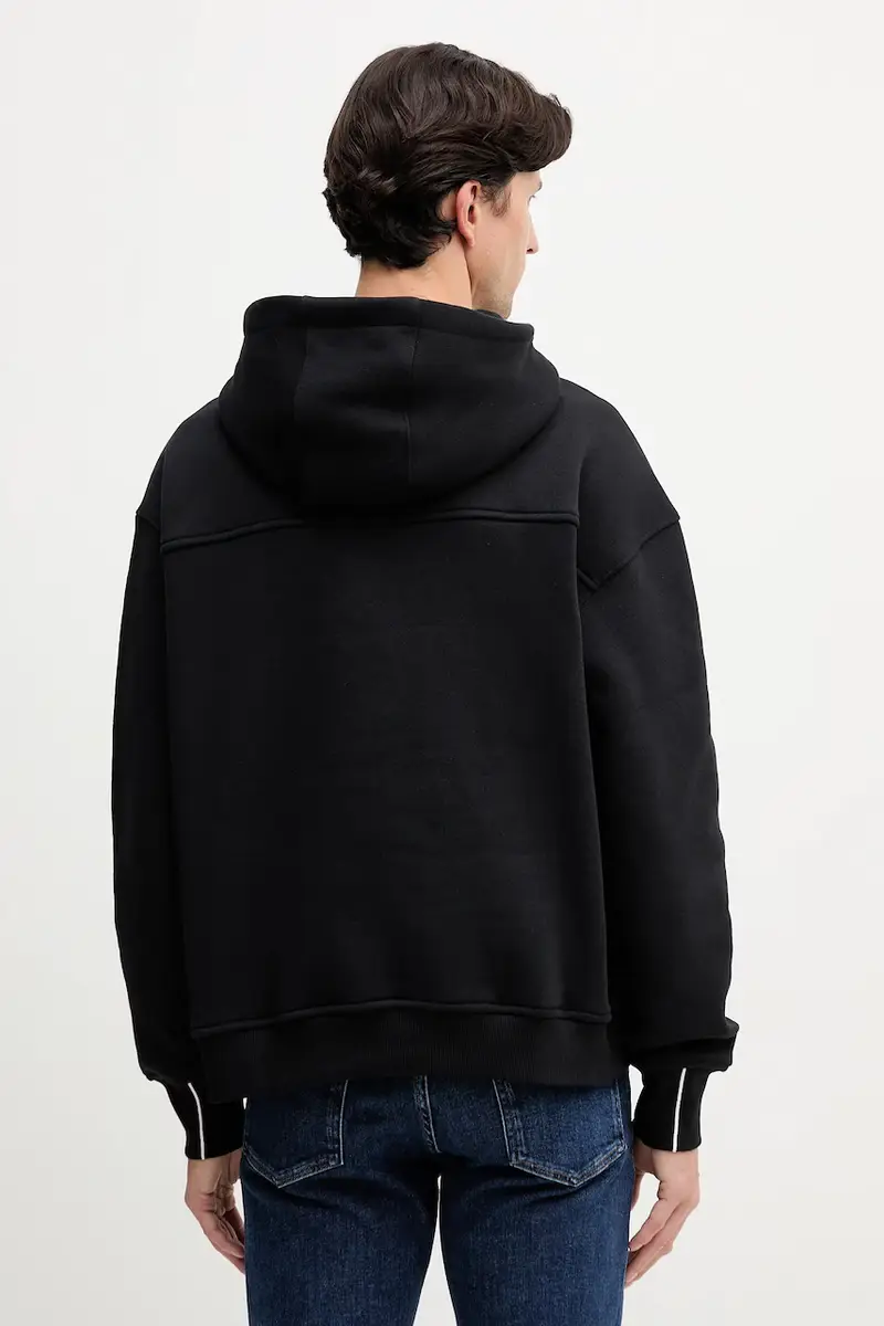 felpa in cotone uomo colore nero con cappuccio G8038000022N miniatura 3