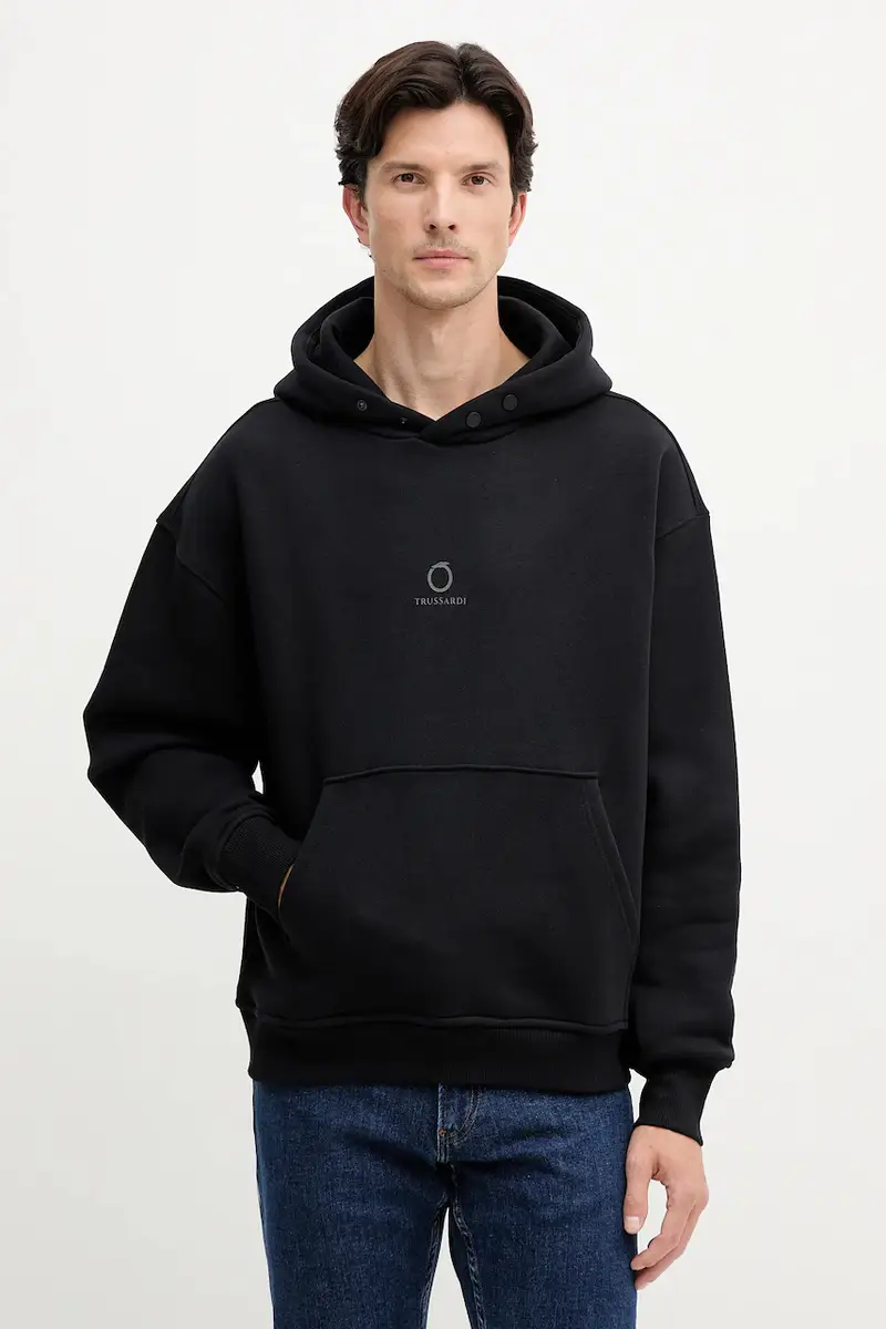 felpa in cotone uomo colore nero con cappuccio G8038000022N