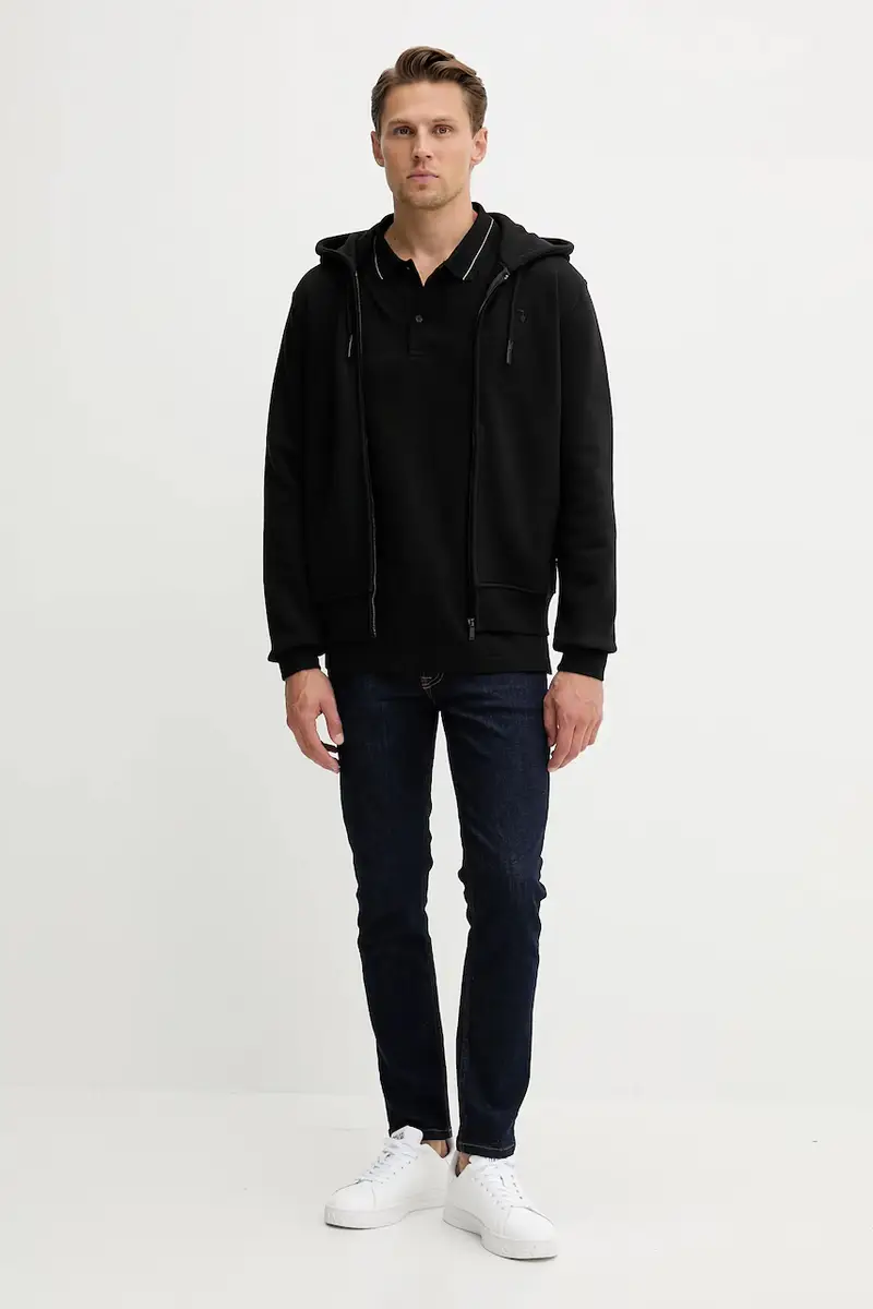 felpa in cotone uomo colore nero con cappuccio G8068000028N miniatura 2