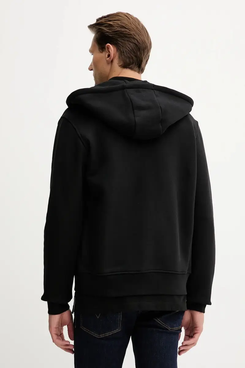 felpa in cotone uomo colore nero con cappuccio G8068000028N miniatura 3