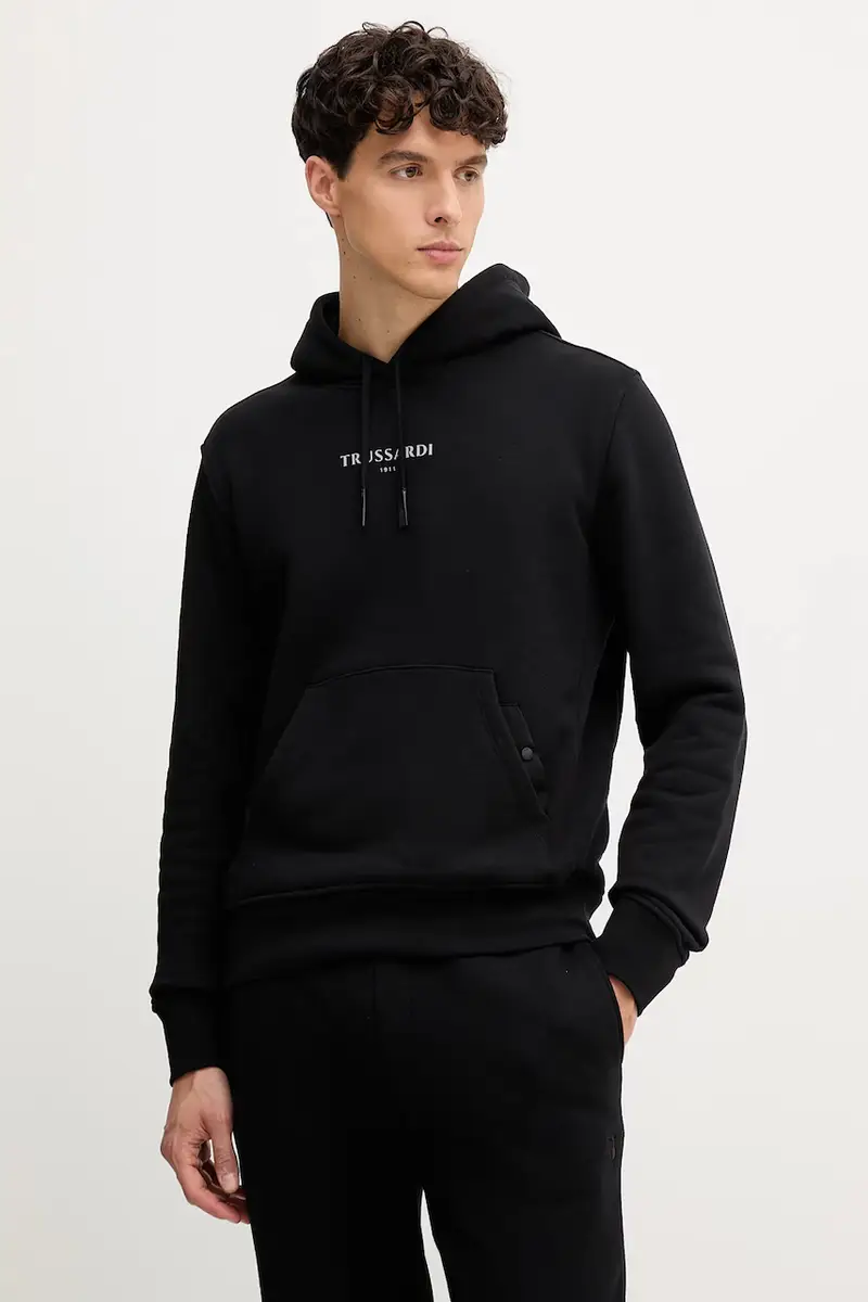 felpa in cotone uomo colore nero con cappuccio G8108000056N