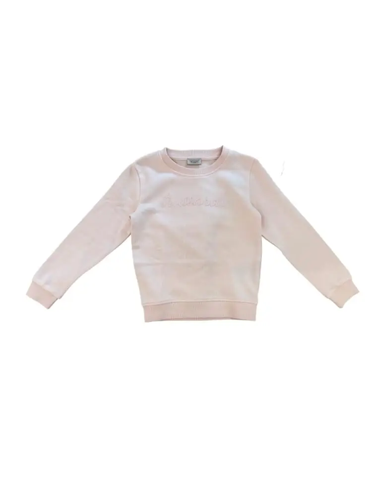felpa rosa bambina logo in rilievo
