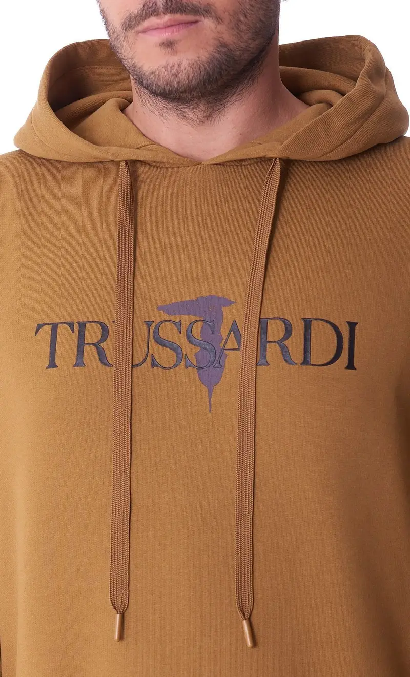 Felpa trussardi con cappuccio e stampa lettering, colore verde miniatura 2