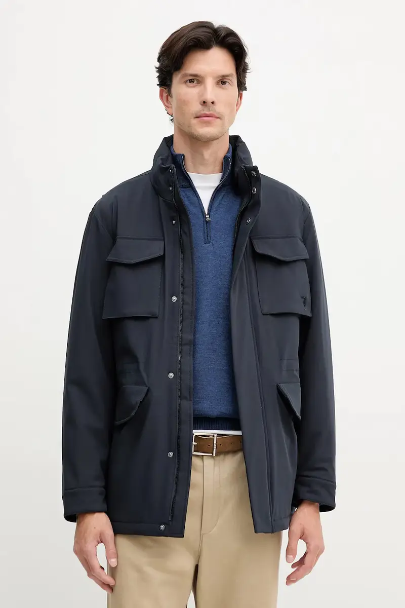 Trussardi Giacca blu navy con chiusura a zip