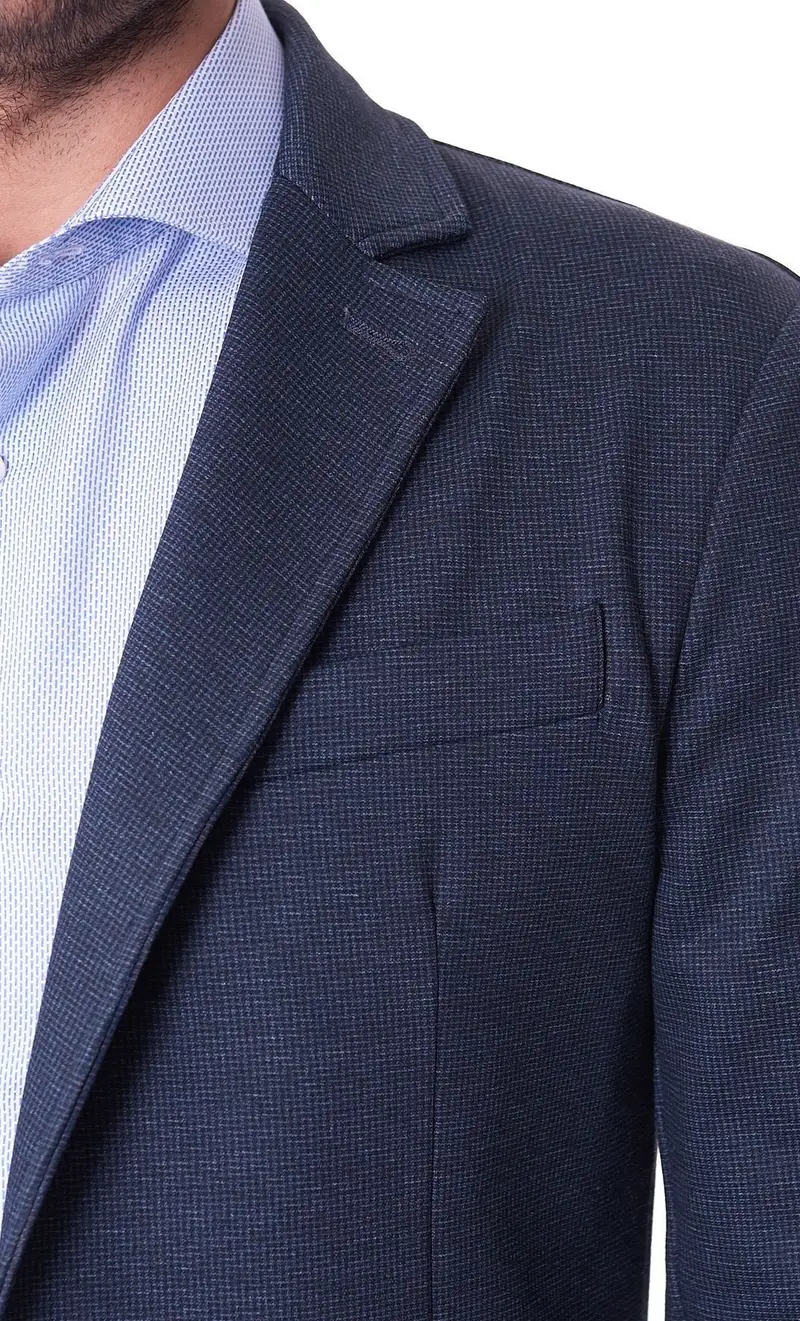 Giacca trussardi a quadretti blu, colore blu miniatura 2