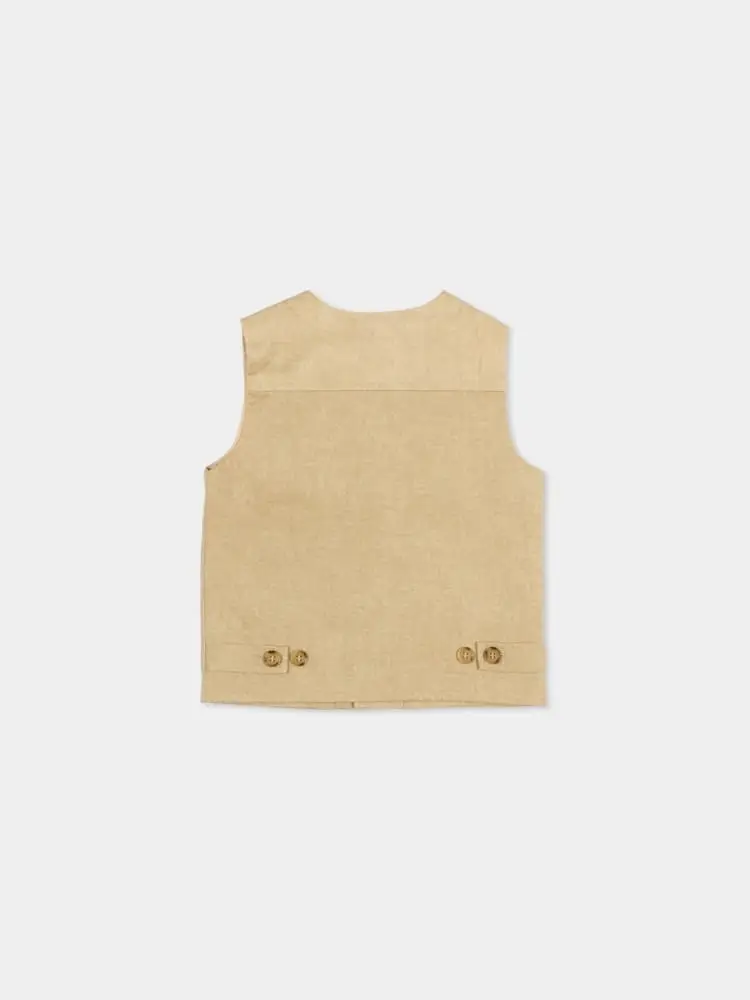 gilet beige bambino mini logo miniatura 2