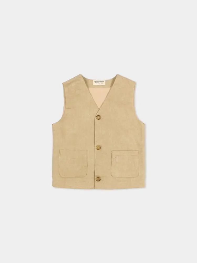 gilet beige bambino mini logo