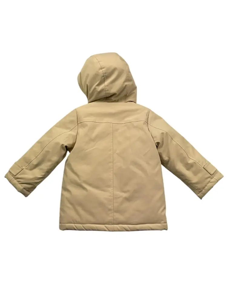 giubbotto beige neonato con cappuccio mini logo sul petto miniatura 2