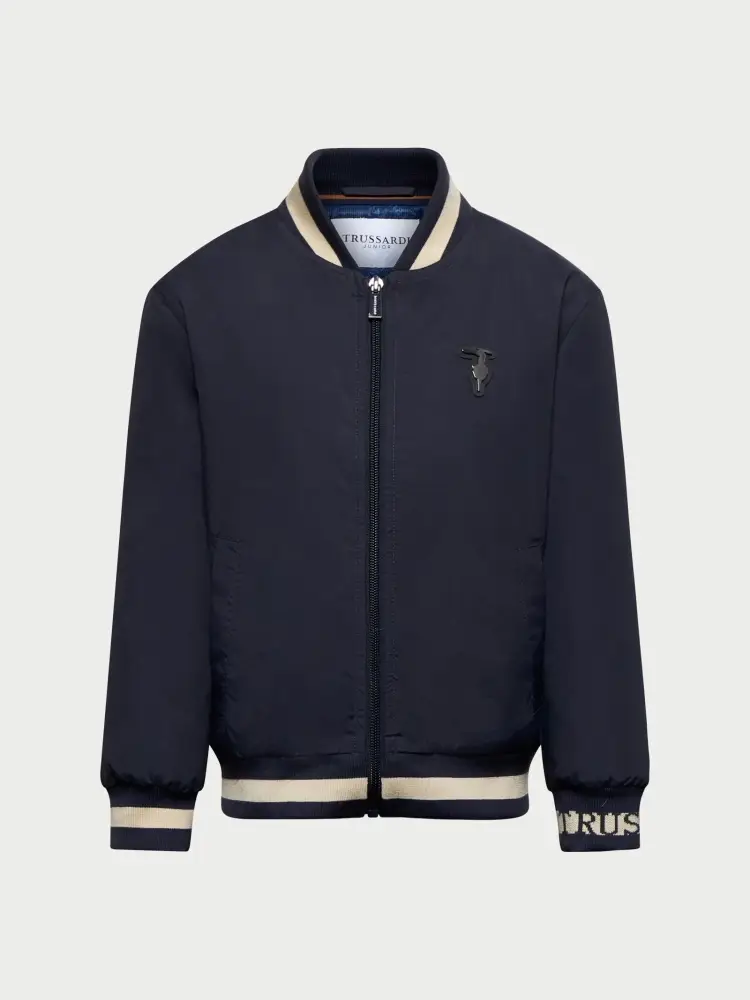 giubbotto infant/kids blu con bande a contrasto e logo in petto