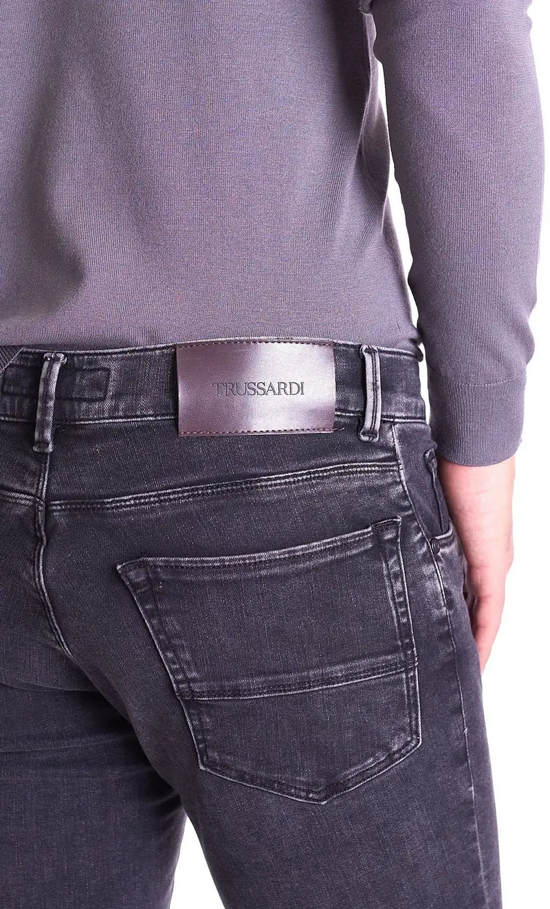 Jeans 370 close trussardi grigio lavato elasticizzato, colore grigio miniatura 2