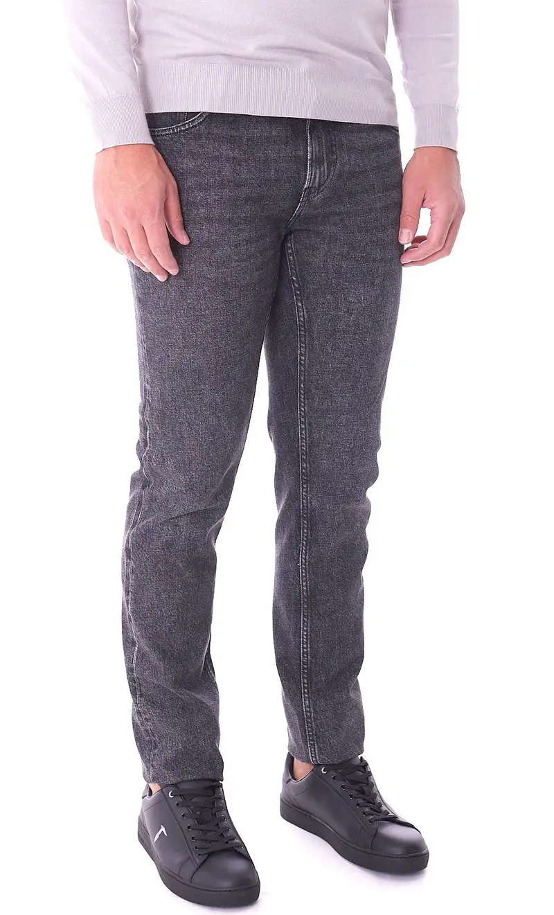 Jeans 370 close trussardi stretch grigio baffato, colore grigio