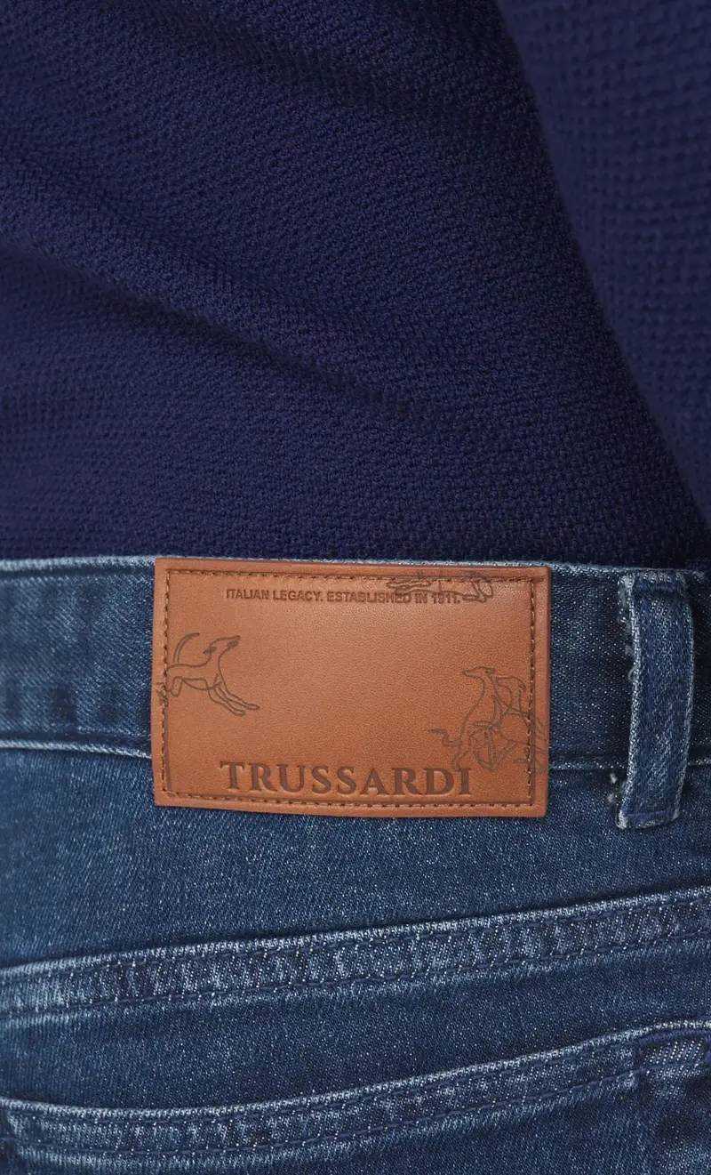 Jeans trussardi 370 close blu medio lavato, colore blu miniatura 2