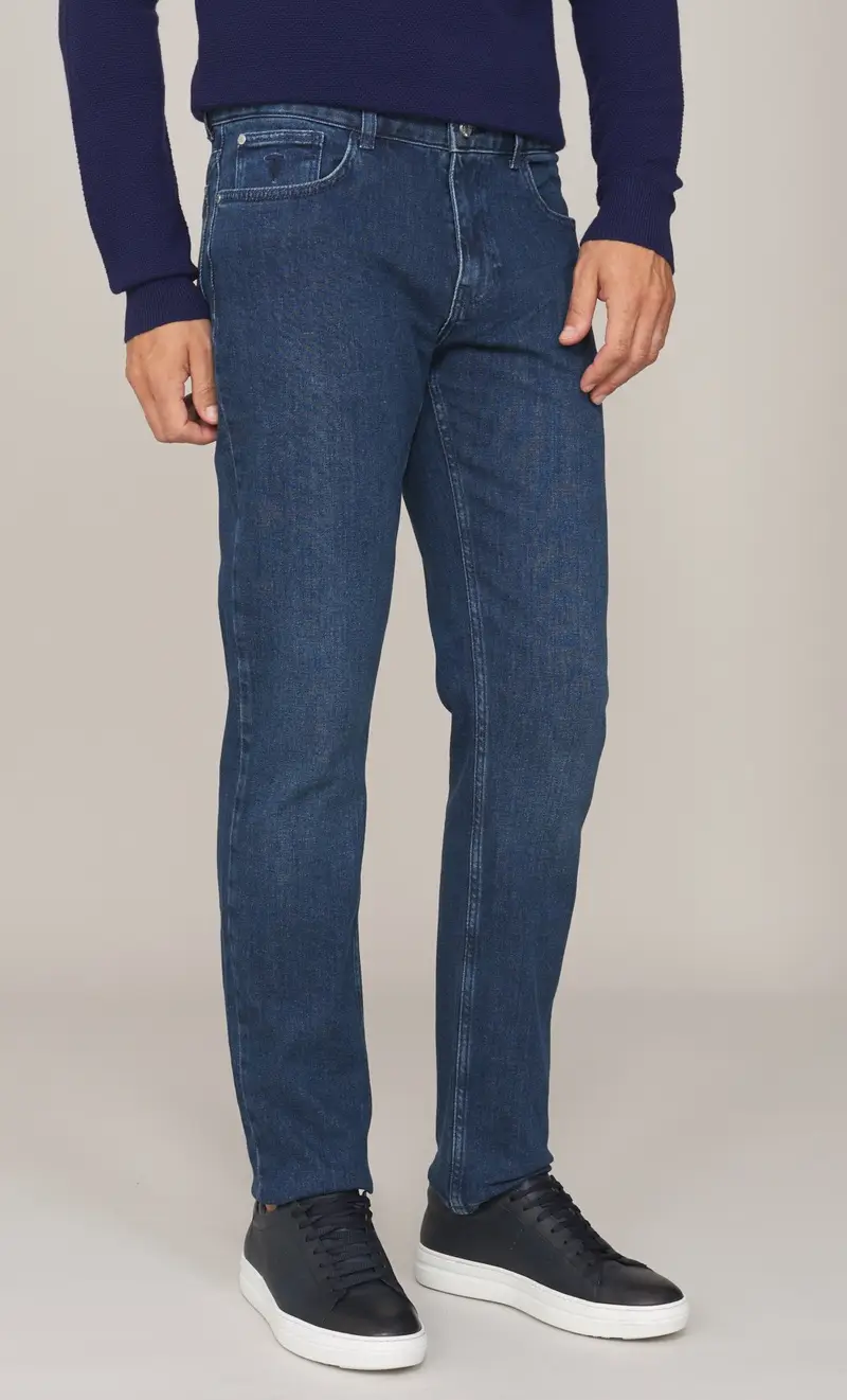 Jeans trussardi 370 close blu medio lavato, colore blu