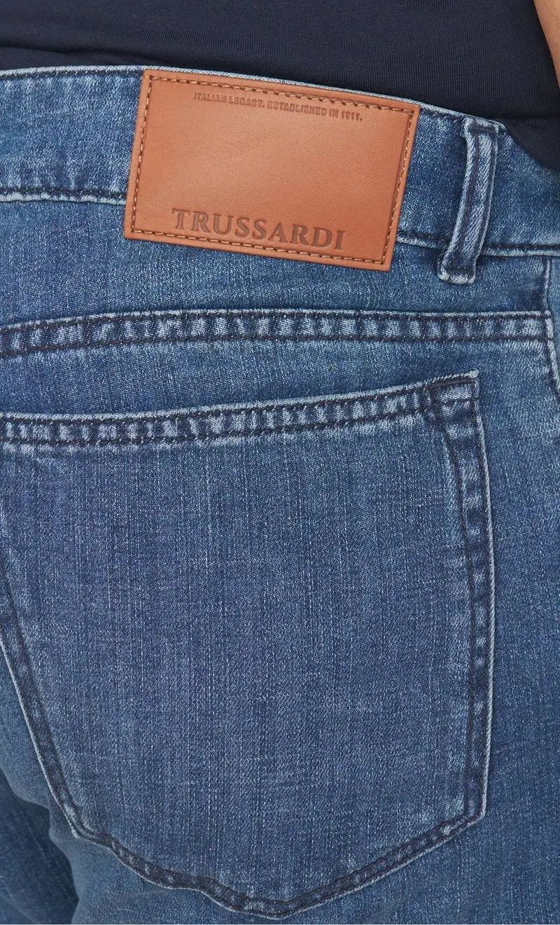 Jeans trussardi 380 icon stretch blu chiaro stone washed, colore azzurro miniatura 2
