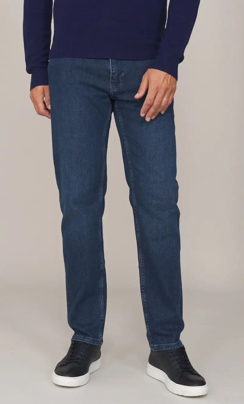 Jeans trussardi 380 icon stretch blu medio stone washed, colore blu