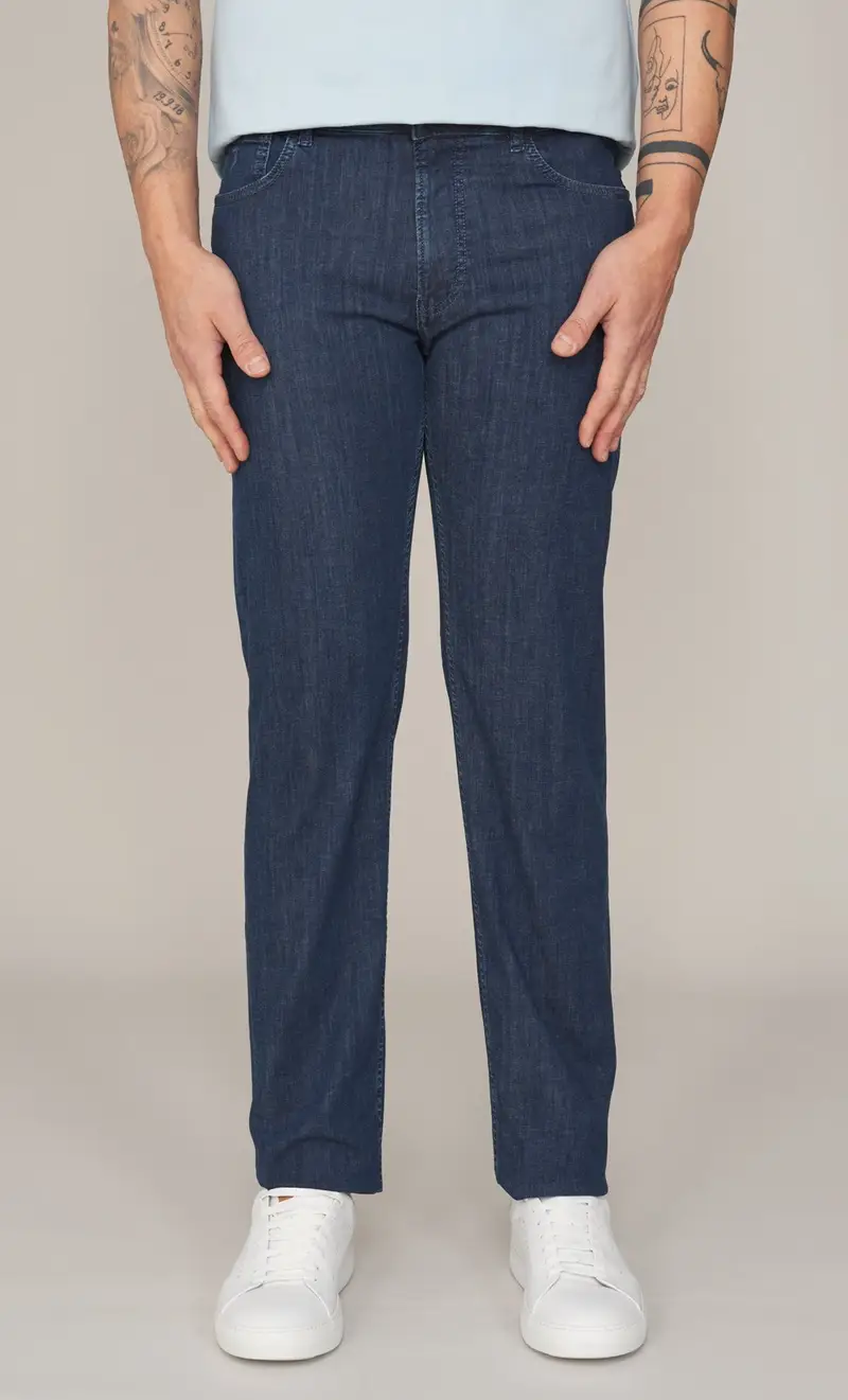 Jeans trussardi 380 icon stretch blu medio super leggero, colore blu