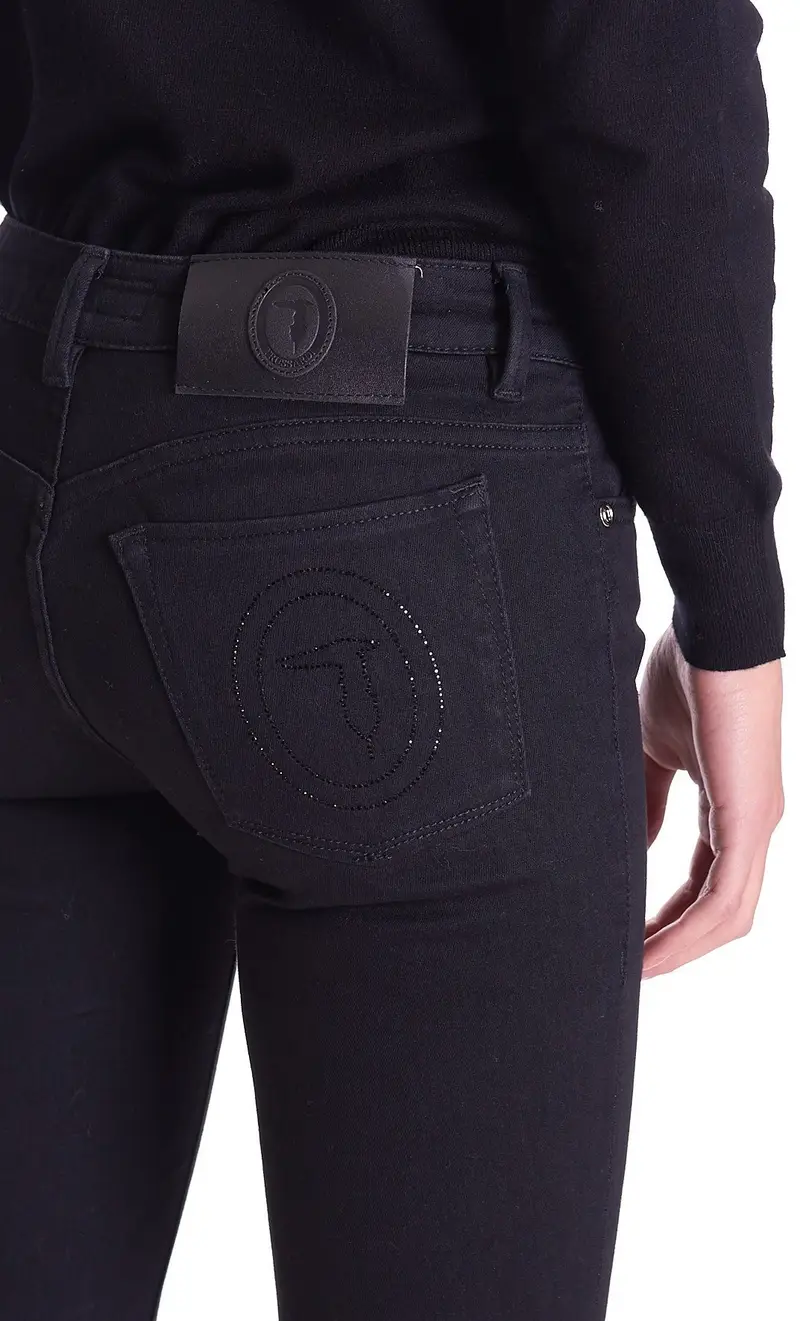 Jeans trussardi jeans up fifteen nero con strass, colore nero miniatura 2