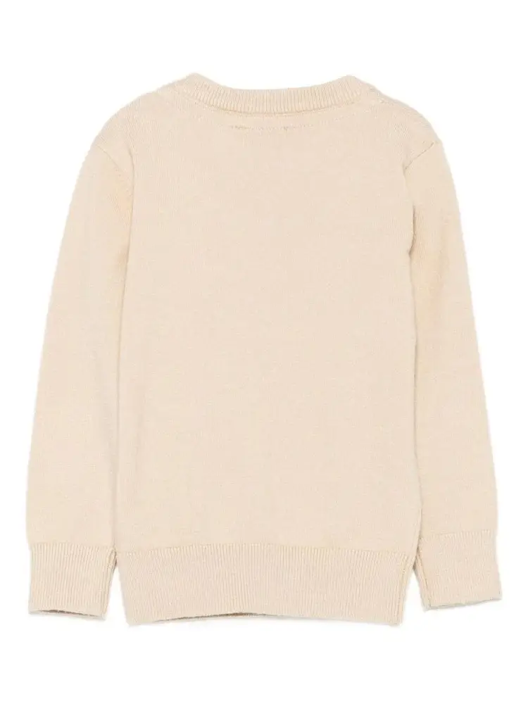 maglia beige neonato in cotone logo lettering sul davanti miniatura 2