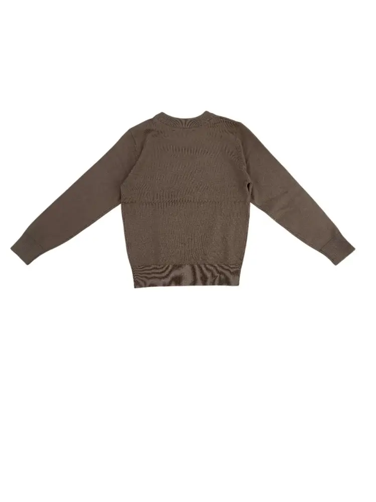 maglia beige scuro bambino in misto cotone micro logo sul petto miniatura 2