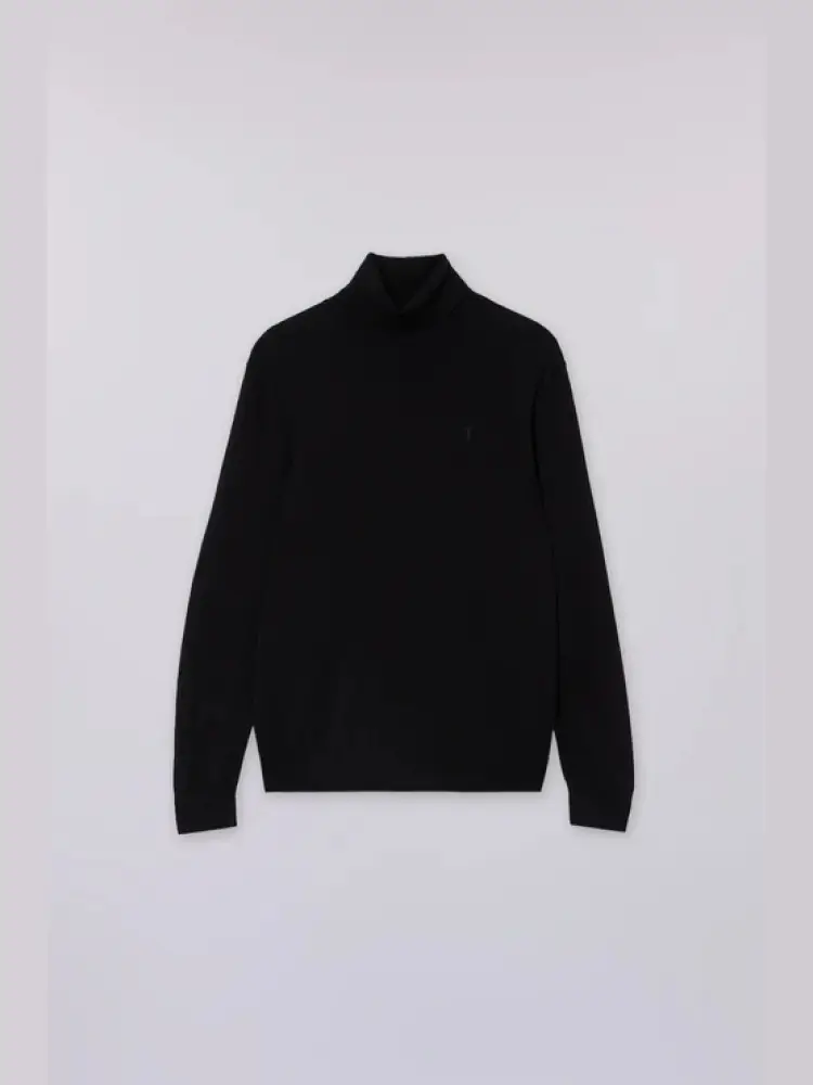 maglia dolcevita in viscosa stretch nero