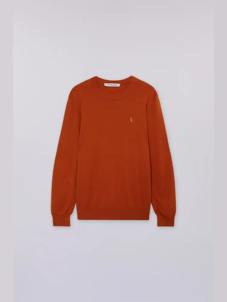 maglia girocollo in viscosa stretch arancio