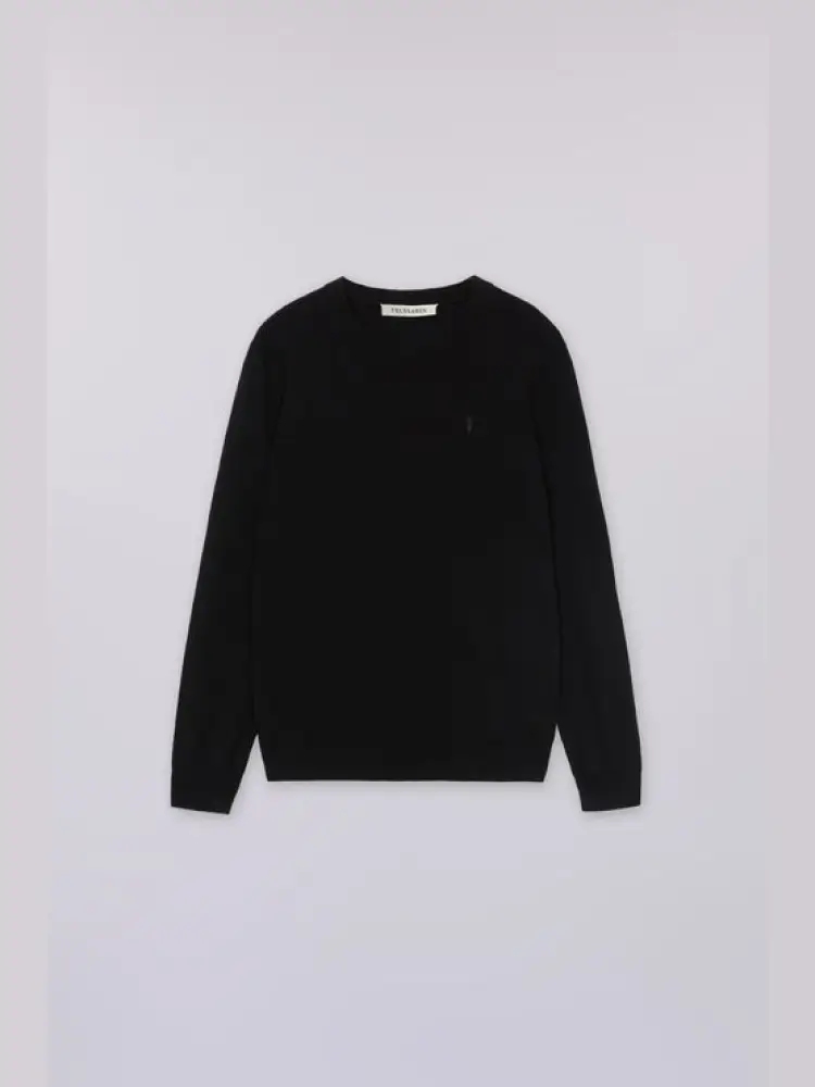 maglia girocollo in viscosa stretch nero