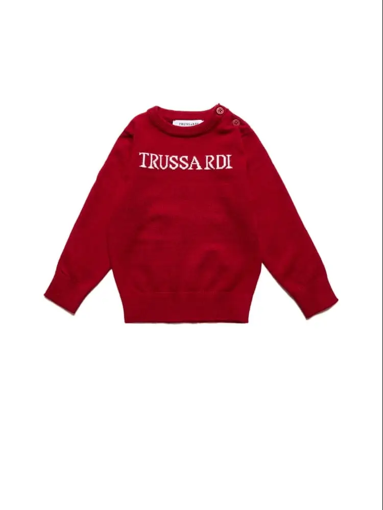maglia infant afrina in caldo cotone e cashmere rosso con logo frontale